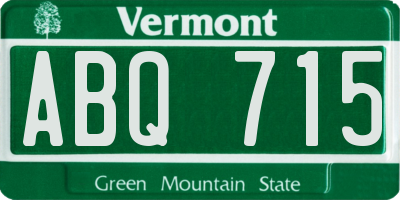 VT license plate ABQ715