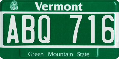 VT license plate ABQ716