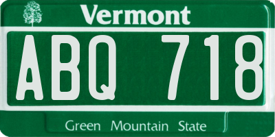 VT license plate ABQ718