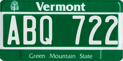 VT license plate ABQ722