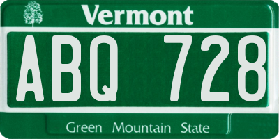 VT license plate ABQ728