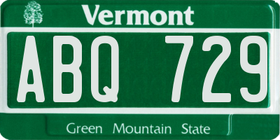 VT license plate ABQ729