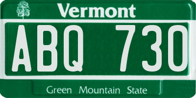 VT license plate ABQ730