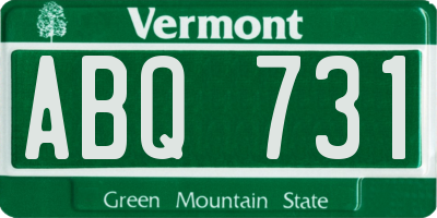 VT license plate ABQ731