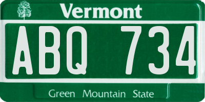 VT license plate ABQ734