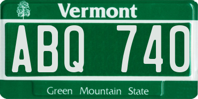 VT license plate ABQ740