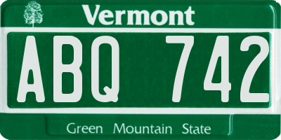 VT license plate ABQ742