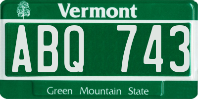 VT license plate ABQ743