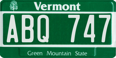 VT license plate ABQ747