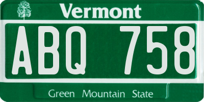 VT license plate ABQ758