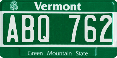 VT license plate ABQ762