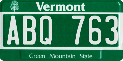 VT license plate ABQ763