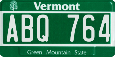 VT license plate ABQ764