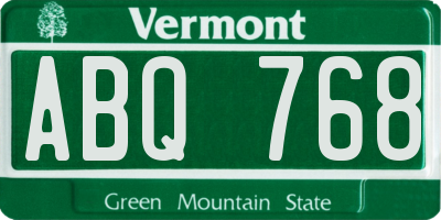 VT license plate ABQ768