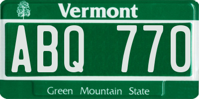 VT license plate ABQ770