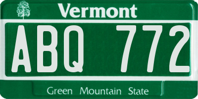 VT license plate ABQ772