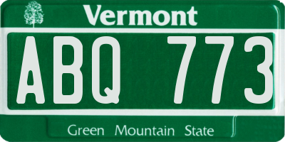 VT license plate ABQ773