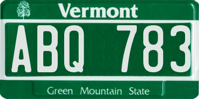 VT license plate ABQ783