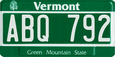 VT license plate ABQ792