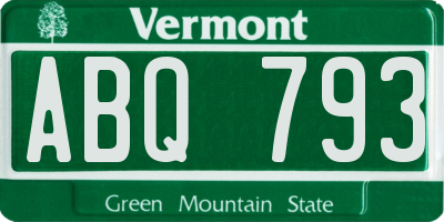 VT license plate ABQ793