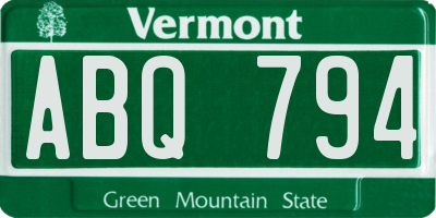 VT license plate ABQ794