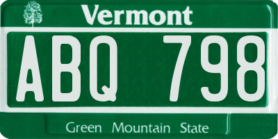 VT license plate ABQ798