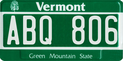 VT license plate ABQ806