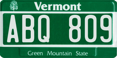 VT license plate ABQ809