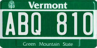 VT license plate ABQ810