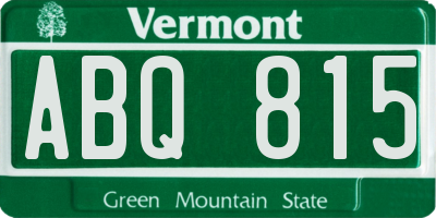 VT license plate ABQ815