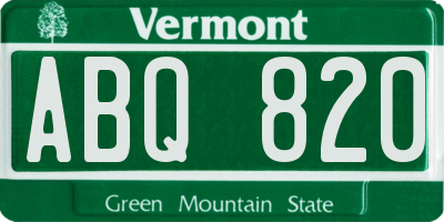 VT license plate ABQ820