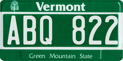 VT license plate ABQ822