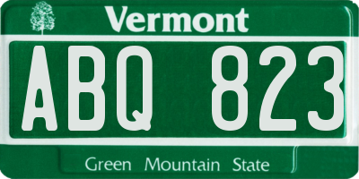 VT license plate ABQ823