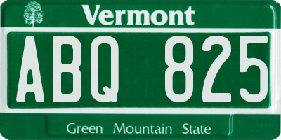 VT license plate ABQ825