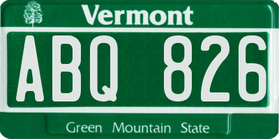 VT license plate ABQ826