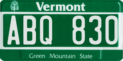 VT license plate ABQ830