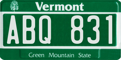 VT license plate ABQ831