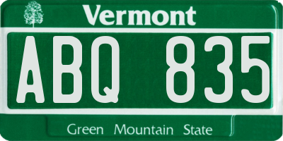 VT license plate ABQ835