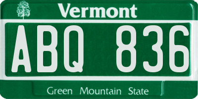 VT license plate ABQ836