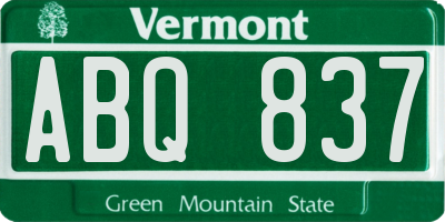 VT license plate ABQ837