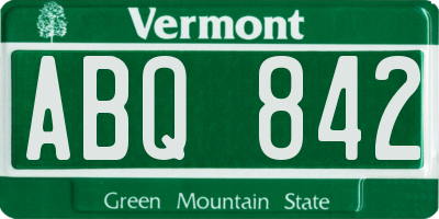 VT license plate ABQ842