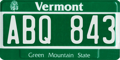 VT license plate ABQ843