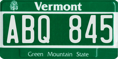 VT license plate ABQ845