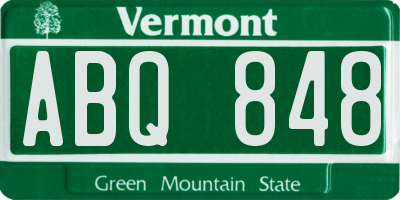 VT license plate ABQ848