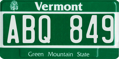 VT license plate ABQ849