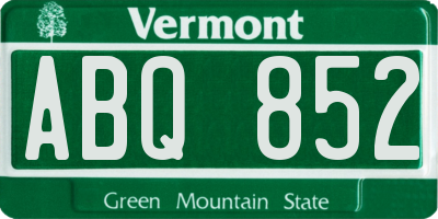 VT license plate ABQ852