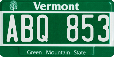 VT license plate ABQ853