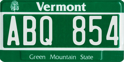 VT license plate ABQ854