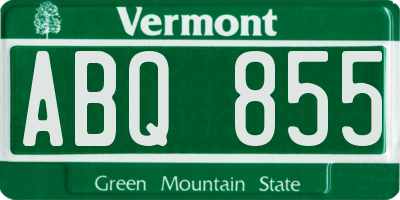 VT license plate ABQ855