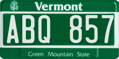 VT license plate ABQ857